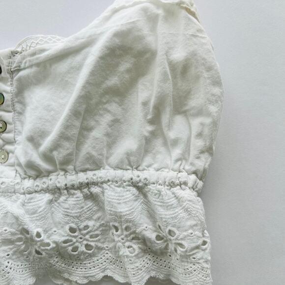 Blue Blush Eyelet Crop Top White Size Medium Cotton Beach Boho Cute - Picture 2 of 5